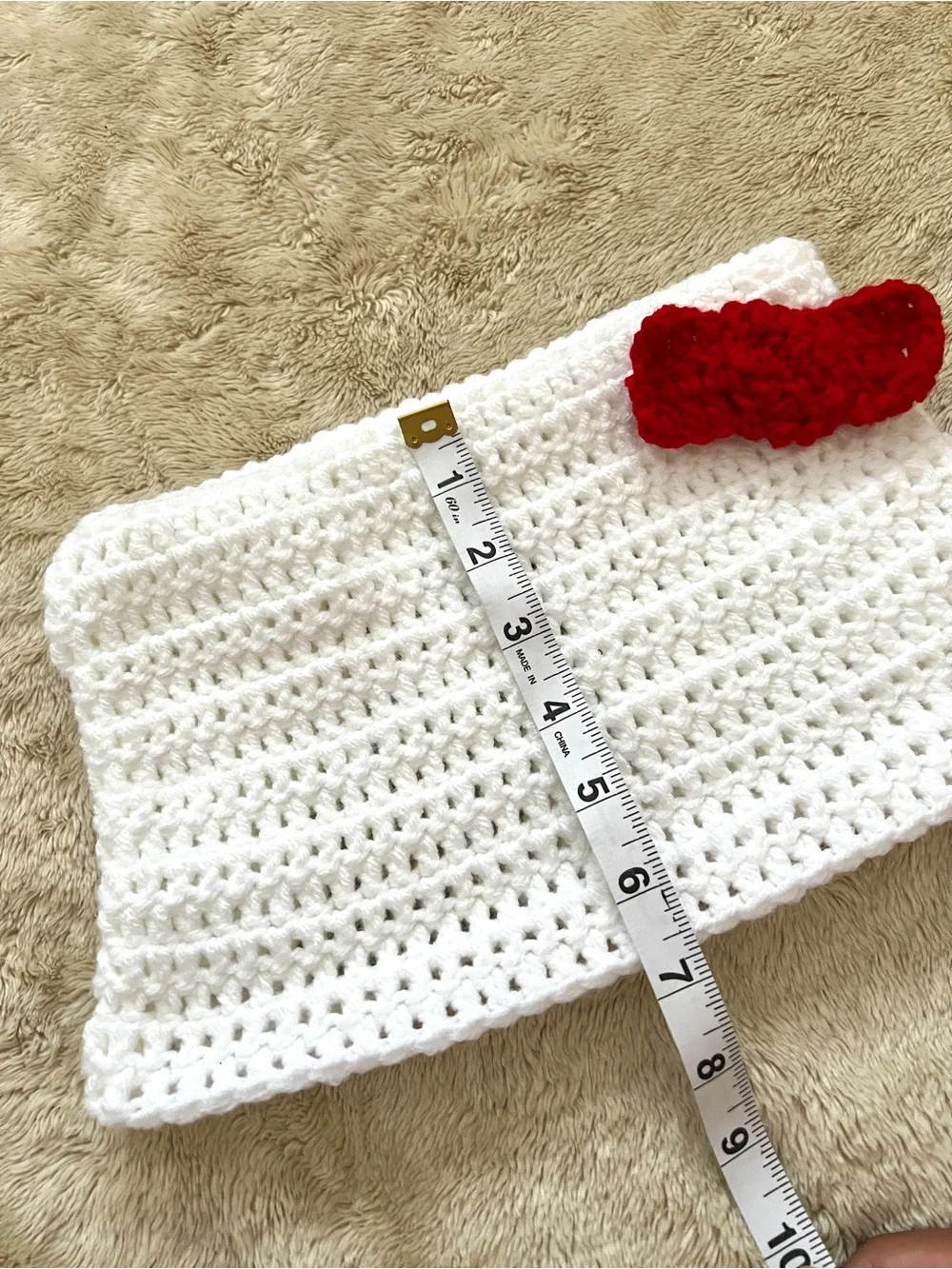 HANDMADE CROCHET White Cat Ear Hello Beanie